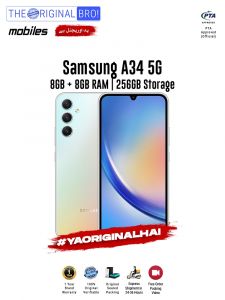 Samsung A34 5G - 8GB RAM - 256GB Storage - PTA Approved - 1 Year Warranty - Silver - The Original Bro Mobiles - TOB40
